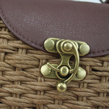 Load image into Gallery viewer, Casually Elegant Rattan & Faux Leather Bag