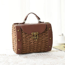 Load image into Gallery viewer, Casually Elegant Rattan & Faux Leather Bag