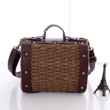 Load image into Gallery viewer, Casually Elegant Rattan & Faux Leather Bag