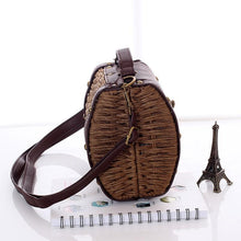 Load image into Gallery viewer, Casually Elegant Rattan & Faux Leather Bag
