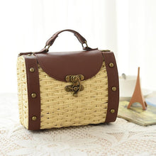 Load image into Gallery viewer, Casually Elegant Rattan & Faux Leather Bag