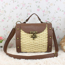 Load image into Gallery viewer, Casually Elegant Rattan & Faux Leather Bag