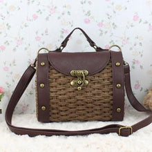 Load image into Gallery viewer, Casually Elegant Rattan & Faux Leather Bag