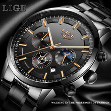 Load image into Gallery viewer, LIGE™ Black Obsidian Watch for Men