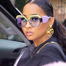 Load image into Gallery viewer, Oversized Half Frame Rimless Retro Acrylic Sunglasses