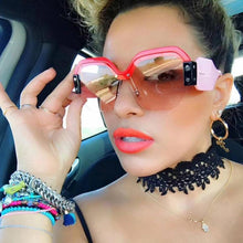 Load image into Gallery viewer, Oversized Half Frame Rimless Retro Acrylic Sunglasses