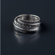 Load image into Gallery viewer, Sterling Silver Feather Open Ring