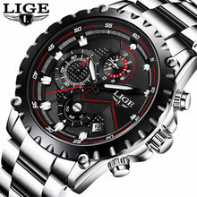 Load image into Gallery viewer, LIGE Steel Waterproof Military Quartz Watch for Men