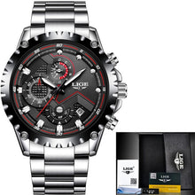 Load image into Gallery viewer, LIGE Steel Waterproof Military Quartz Watch for Men