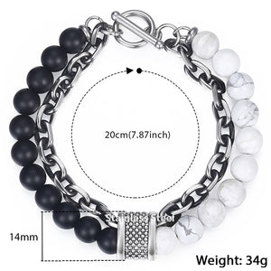 TrendsMax™ Stone Beaded Men's Chain Bracelet