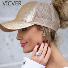 Load image into Gallery viewer, Glitter and Plain Women's Mesh Ponytail Cap