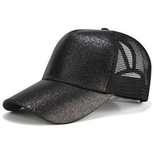 Load image into Gallery viewer, Glitter and Plain Women's Mesh Ponytail Cap