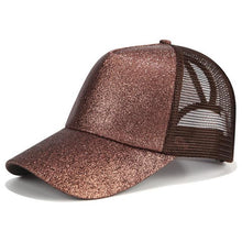 Load image into Gallery viewer, Glitter and Plain Women's Mesh Ponytail Cap