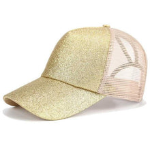 Load image into Gallery viewer, Glitter and Plain Women's Mesh Ponytail Cap
