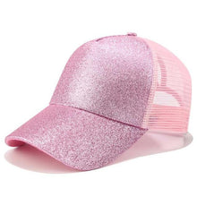 Load image into Gallery viewer, Glitter and Plain Women's Mesh Ponytail Cap