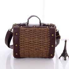 Load image into Gallery viewer, Casually Elegant Rattan &amp; Faux Leather Bag
