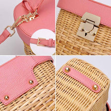 Load image into Gallery viewer, Faux Leather Strap Rattan Shoulder Bag
