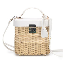 Load image into Gallery viewer, Faux Leather Strap Rattan Shoulder Bag
