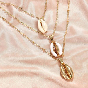 Gold Shell Multi-layer Pendant Necklace