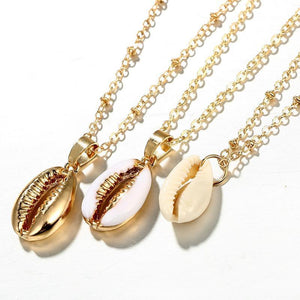 Gold Shell Multi-layer Pendant Necklace
