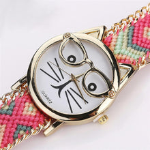 Load image into Gallery viewer, Fun Cat With Glasses Handmade Watch

