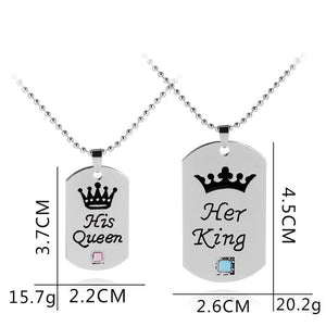 His Queen Her King Tag Necklaces