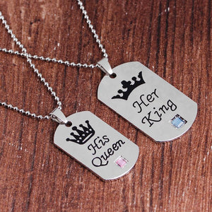 His Queen Her King Tag Necklaces