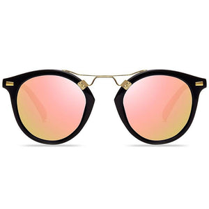 Oval Mirrored Lens Retro Sunglasses