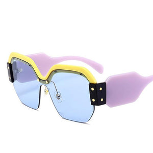 Oversized Half Frame Rimless Retro Acrylic Sunglasses