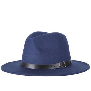 Vintage Wide-Brim Buckled Fedora