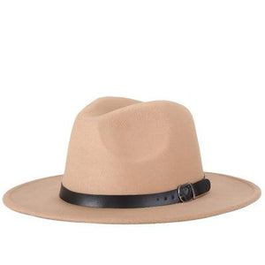 Vintage Wide-Brim Buckled Fedora