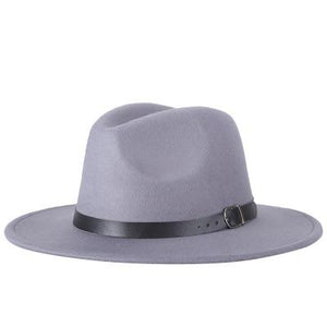 Vintage Wide-Brim Buckled Fedora