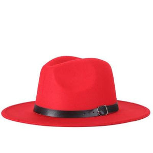 Vintage Wide-Brim Buckled Fedora