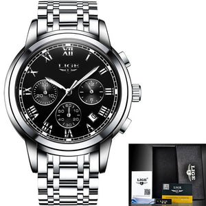 LIGE™ Silver Stainless Steel Watch for Men