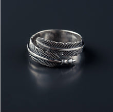 Load image into Gallery viewer, Sterling Silver Feather Open Ring
