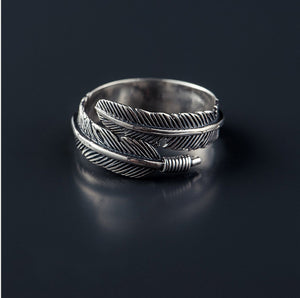 Sterling Silver Feather Open Ring