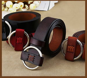 BHK™ Genuine Leather Round Ring Buckle Belt for Women