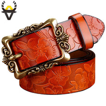 Load image into Gallery viewer, BHK™  Genuine leather Vintage Floral Pin Buckle Belt for women
