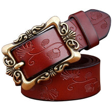 Load image into Gallery viewer, BHK™  Genuine leather Vintage Floral Pin Buckle Belt for women
