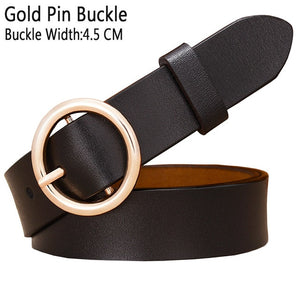 BHK™ Genuine Leather Round Ring Buckle Belt for Women