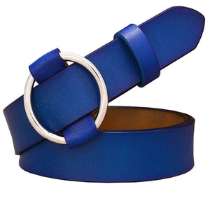 BHK™ Genuine Leather Round Ring Buckle Belt for Women