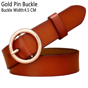 BHK™ Genuine Leather Round Ring Buckle Belt for Women