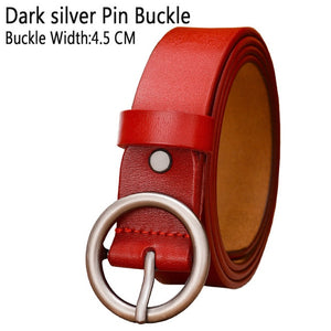 BHK™ Genuine Leather Round Ring Buckle Belt for Women