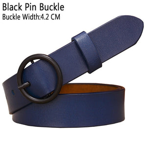 BHK™ Genuine Leather Round Ring Buckle Belt for Women