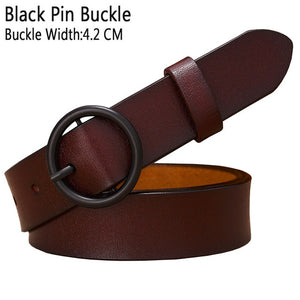 BHK™ Genuine Leather Round Ring Buckle Belt for Women