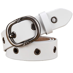 BHK™ Fashion Metal Grommet Hole Genuine Leather Belts for Women