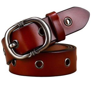 BHK™ Fashion Metal Grommet Hole Genuine Leather Belts for Women