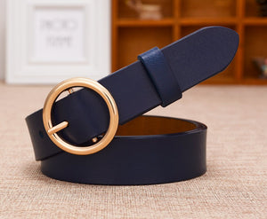 BHK™ Genuine Leather Round Ring Buckle Belt for Women