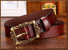 Load image into Gallery viewer, BHK™  Genuine leather Vintage Floral Pin Buckle Belt for women
