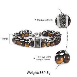 TrendsMax™ Stone Beaded Men's Chain Bracelet